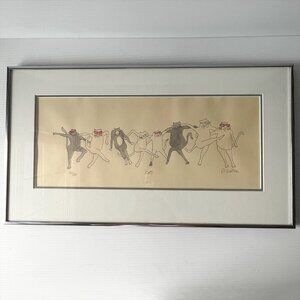Vintage Signed P. Watson “Cats” Limited Edition Print 133/150 Framed Whimsical